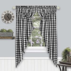 Buffalo Check Gathered Swag Window Curtain Pair